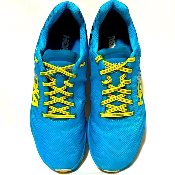 Hoka One One EVO Jawz Trail Running Shoes Blue Yellow Athletic Spiked Women’s 10 - Picture 3 of 10
